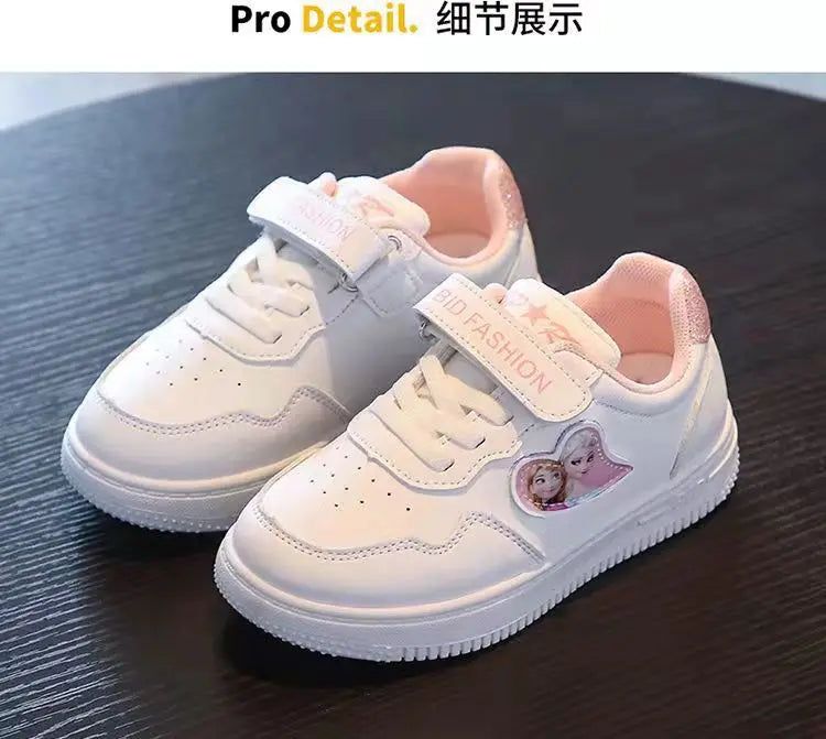 Unisex Children's Casual Shoes White Frozen Princess Elsa Anna Flats Light Running Soft Soles Fashion Brand Shoes