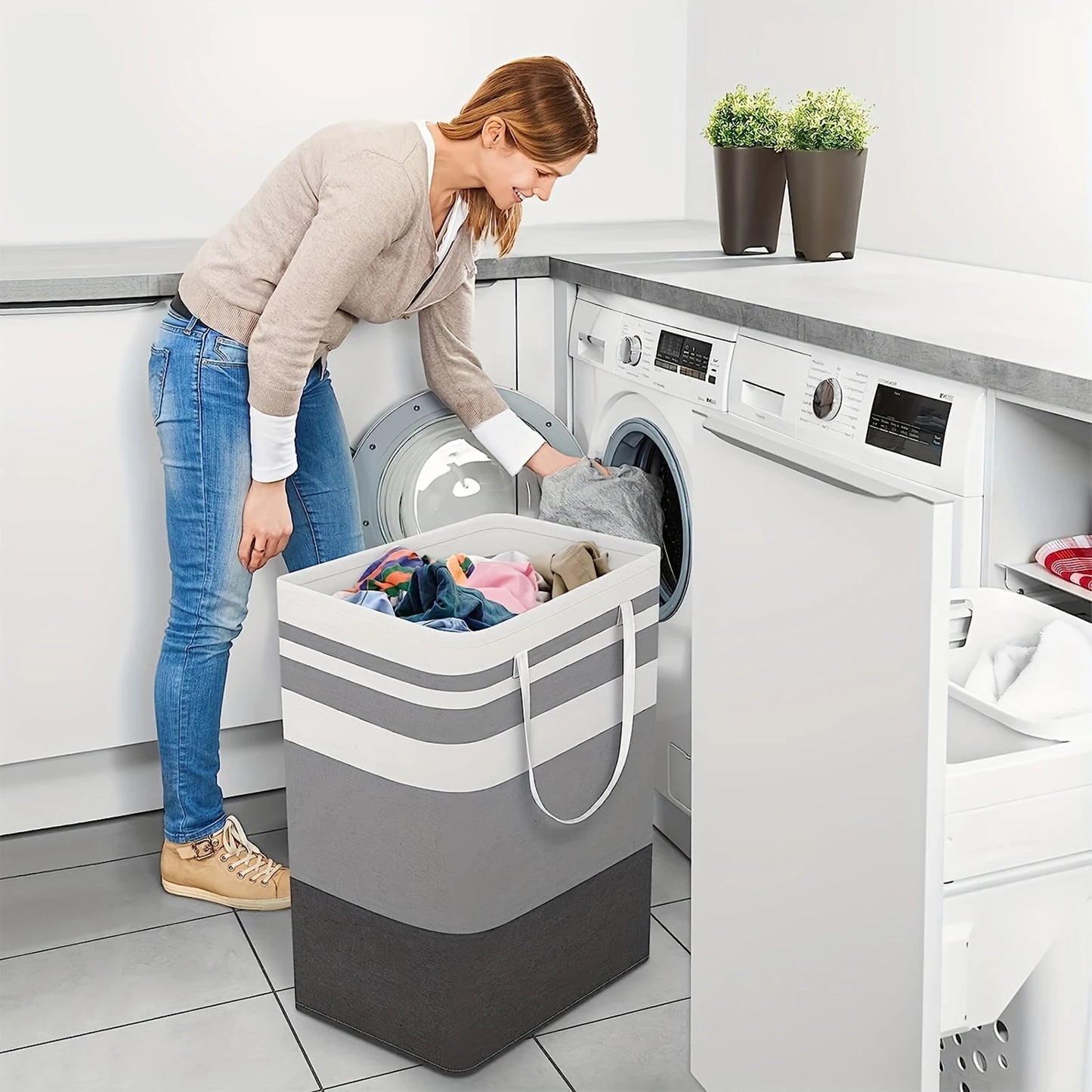 75L Grote waszakken Manden met handvatten Duurzame wasmand voor thuis, slaapzaal, hotels, wasgoed 40*30*60cm