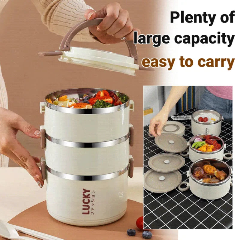 Stainless Steel Insulated Lunchbox Multi-Layer Bento Box Leakproof Lunchbox Insulated Lunch Container