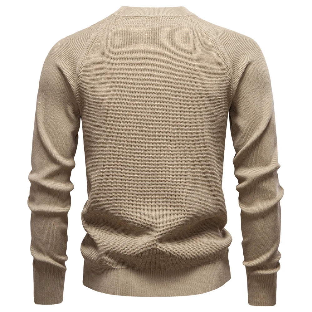 2025 Men's Henley Collar Polo Shirt Solid Colour Long Sleeve Premium Brand Design For Men