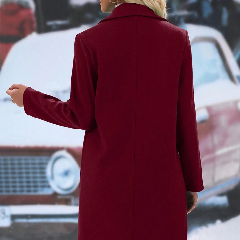 Women's Coats Winter Decent Korean Off White Knot Long Sleeve Lapel Regular Workwear Coats