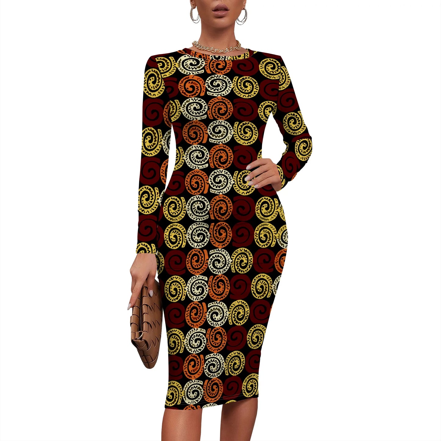 Women's 2025 Summer Dress Ruched Long Sleeve Crew Neck Midi Dress Elegant Bodycon Basic Casual Dresses