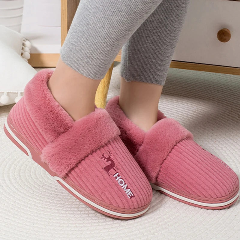 Unisex Warm Plush Winter Slippers Indoor Furry Fluffy Cotton Slides Suitable As Comfortable Home Bedroom Shoe For Men & Women