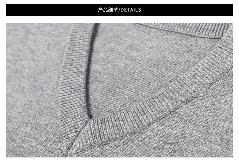Men's High Quality Fashion Brand, Woollen Knit Pullover V-Neck Sweater, Autumn and Winter Casual Male Jumper
