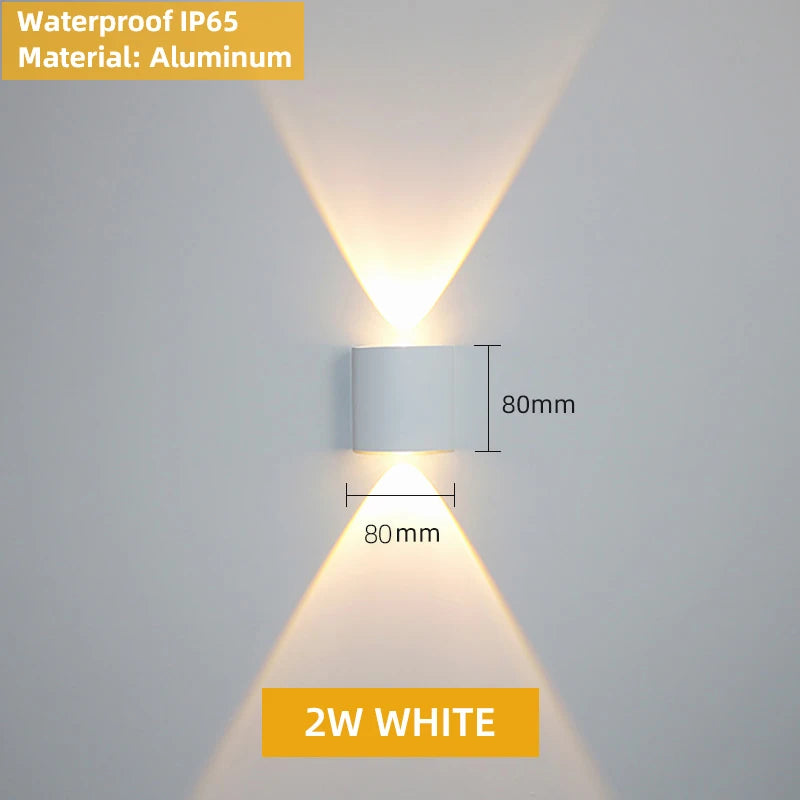 Aluminium binnenwandlamp, waterdichte IP65 LED-wandlamp, buitenverlichting voor in de tuin, slaapkamer, woonkamer, loft, decoratie, trapverlichting
