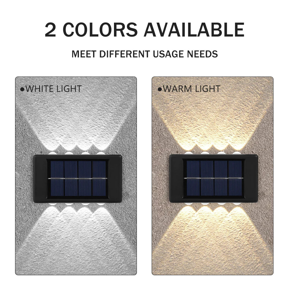 10 LED Solar Wandlamp Buiten Waterdicht Zonne-energie Licht Omhoog en Omlaag Verlicht Huis Tuin Veranda Tuindecoratie