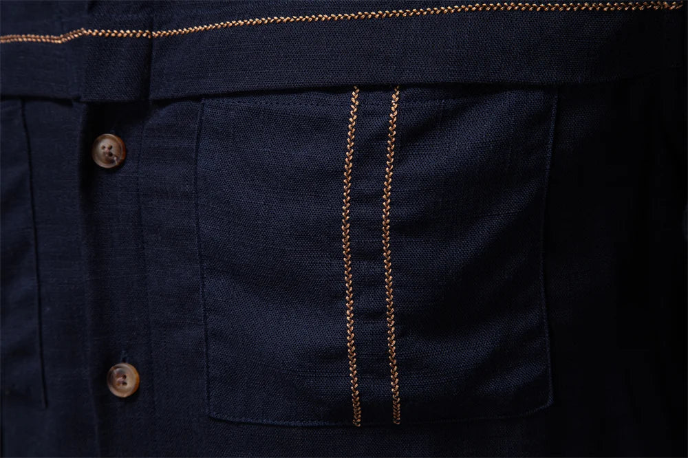 Spring Men's Long-Sleeve Pure Colour Linen Shirt For Casual Comfort and Style Breathable Male Shirts