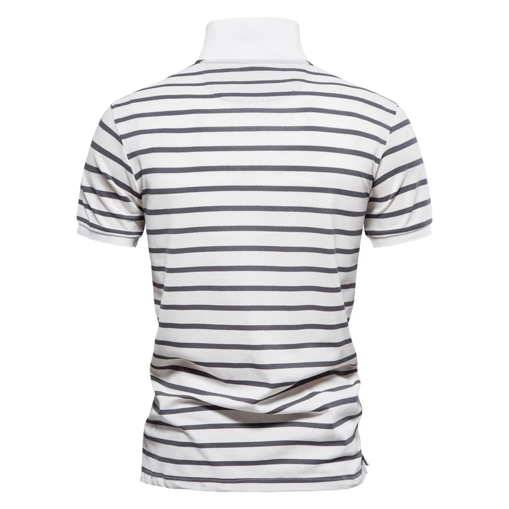 Cotton Embroidery Men's Polo Shirts Casual Striped Short-sleeved Polo Shirts for Men New Summer Polos Men Clothing