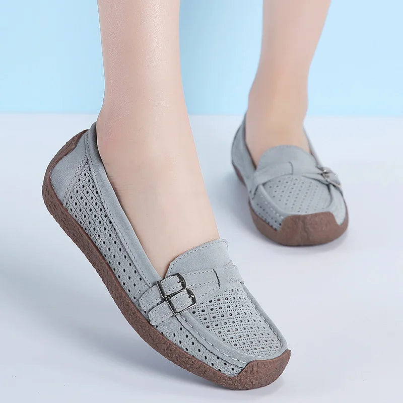 Women's Female Ladies Mother Shoes Sandals Platform Flats Slip On Hollow Summer Cool Moccasins Vulcanized Shoes 41 42