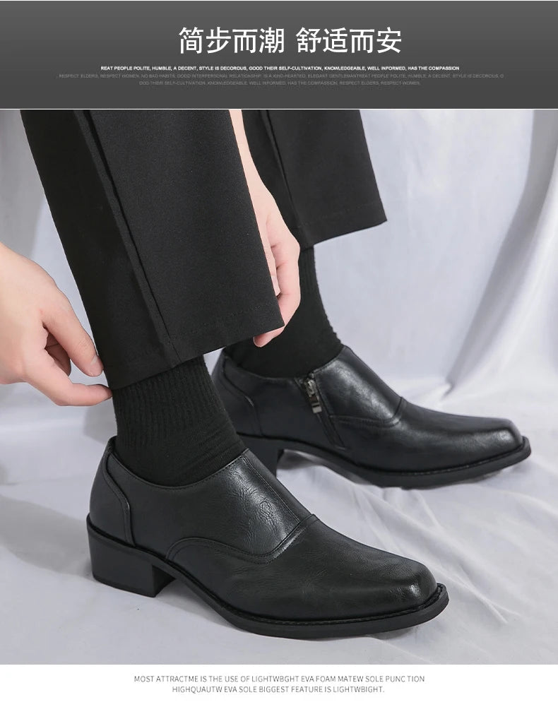 Low Heel Dress Shoes Men Fashionable Chelsea Shoes for Men Black Brown Male Business Formal Oxfords Large Size 38-46 Loafers