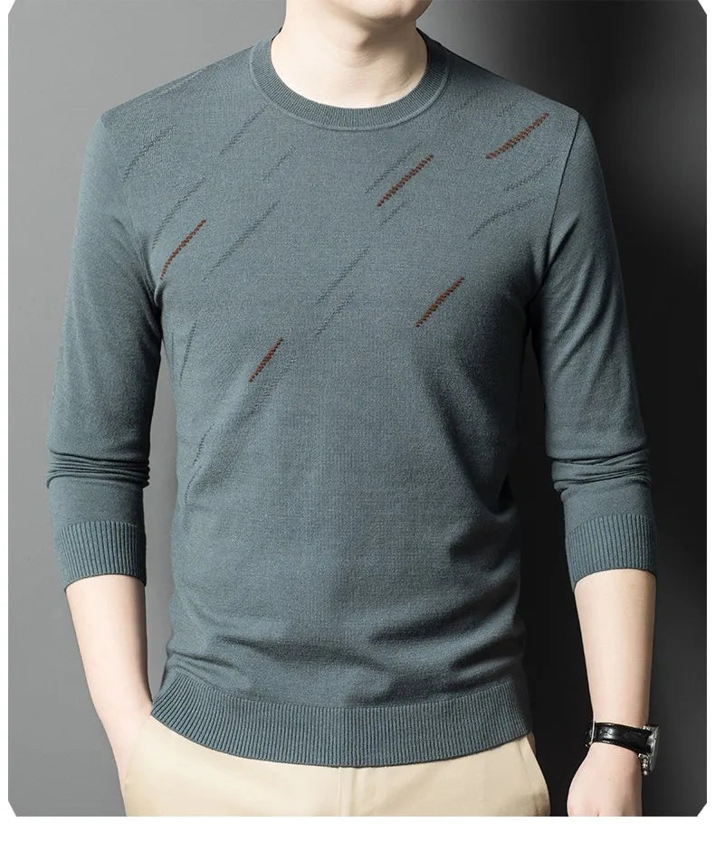 Men's High-End Woollen Designer Knitted Pullover Sweater, Casual Graphic Trendy Korean Brand, and Male Jumpers