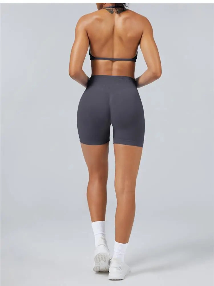 Seamless High Support Impact Yoga Bra Women Strappy Sport Bra Thin Strap Halter Workout Tank Fitness Top Gym Wear