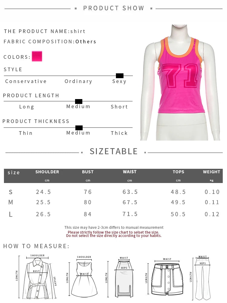 Number Print Vests Summer Trend o-Neck Patchwork Skinny Stretch Street Daily Hottie Sporty Simple Classic Women Tops