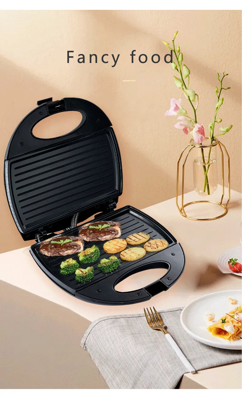 Breakfast Waffle Machine, Sandwich Maker - Electric Toaster & Waffle Maker for Breakfast, Non-Removable, 750W