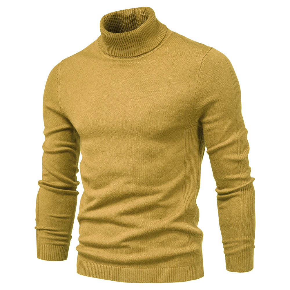 Winter Men's Turtleneck Sweater Casual Solid Colour Warm Pullover High Quality Slim Neck Long Sleeve Sweater For Men