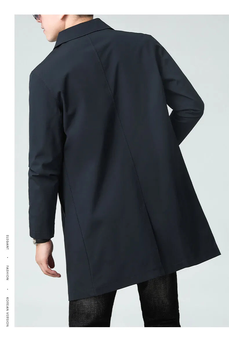 Men's Top Quality Brand Casual Fashion Long Trench Coat, Windbreaker Overcoat, and Male Slim Fit Jacket