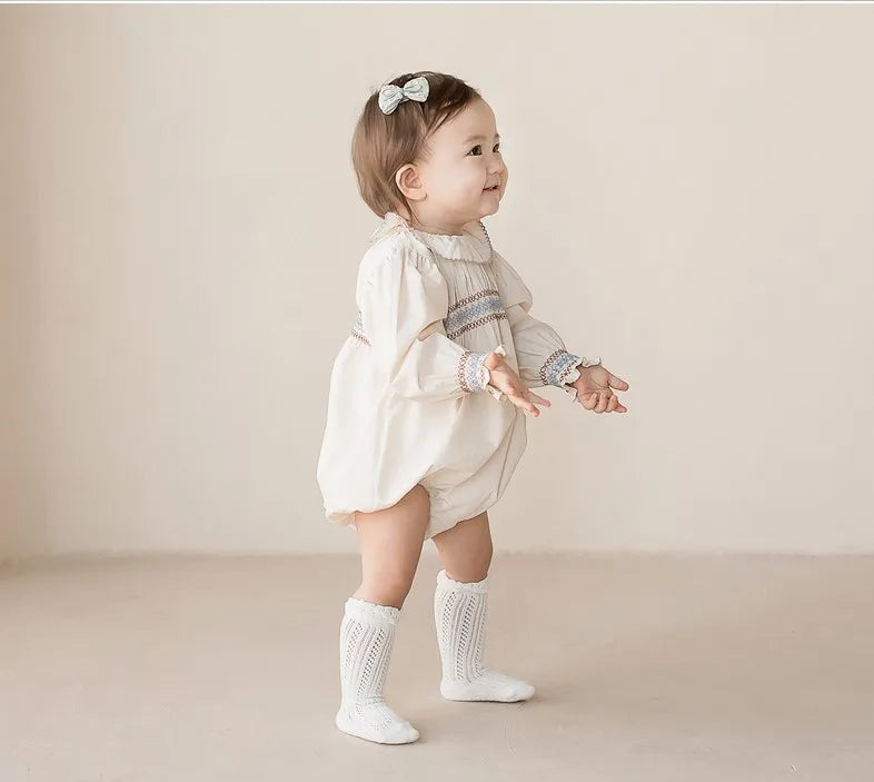 Baby Girl Knitted Mesh Socks Knee High Tube Toddler Girls Solid Socks Summer Thin Cotton Infant Kids Long Tube Socking 0-2 Years