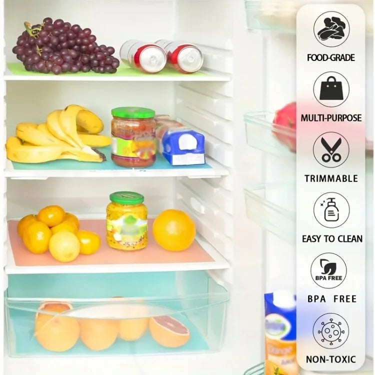 4 stuks EVA waterdichte koelkastmat, wasbaar, schimmelwerend keukenmatje, anti-olie kastlade placemat, warmte-isolerende koelkastmat