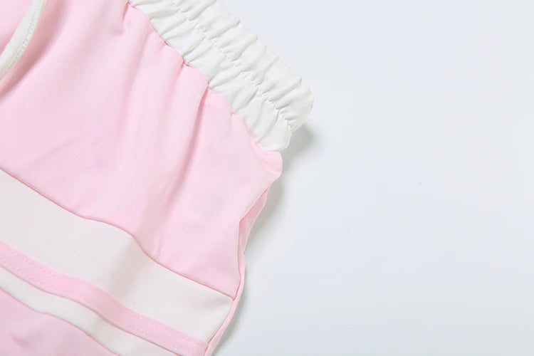 Sporty Casual Women Tracksuit 2 Piece Set Summer Patchwork Zip Tank Tops + Bandage Skirts Matching Stretch Slim Outfits