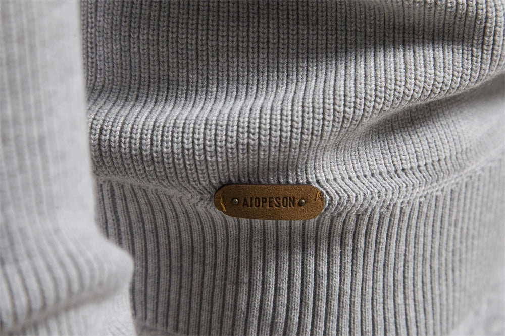 Men's Autumn Cotton Zipper Cardigan Casual Social Sweaters High Collar Warm Winter Knitted Sweater For Men