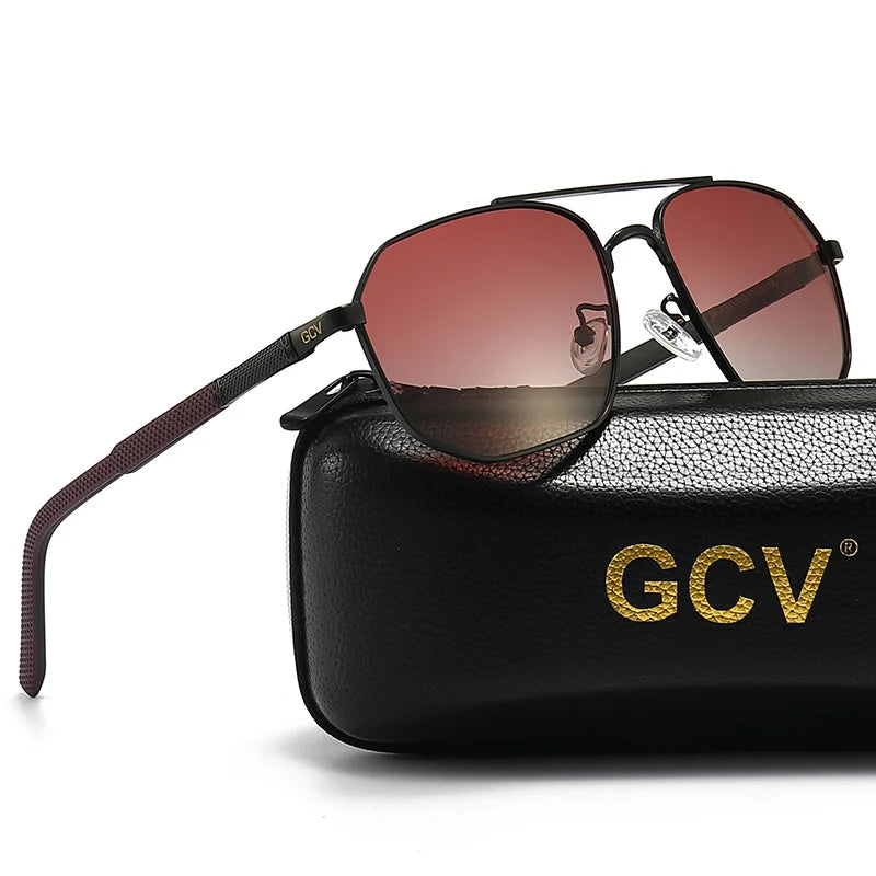 Classic Pilot Square Polarized Sunglasses for Men Metal Frame UV Blocking Luxury Male Sun Glasses Eyewear with Anti-Reflective Lenses