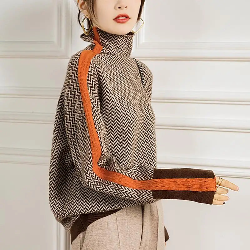 Women's Turtleneck Sweater Knitted Simple Soft Top Slim Warm Jumper Pullover Basic Female Sweaters