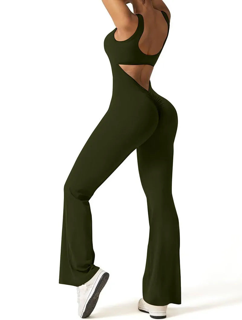 Sexy strakke jumpsuits voor dames, effen kleur, uitgehold, rugloos, mouwloos, yoga-rompertjes, vrouwelijke stretch, workout, liftende heupen, bodysuits