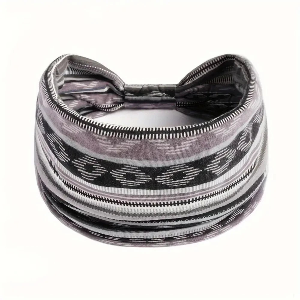 1 stuk Europees-Amerikaanse dames Bohemian stijl elastische hoofddoek modieuze ademende katoenen brede rand haaraccessoires