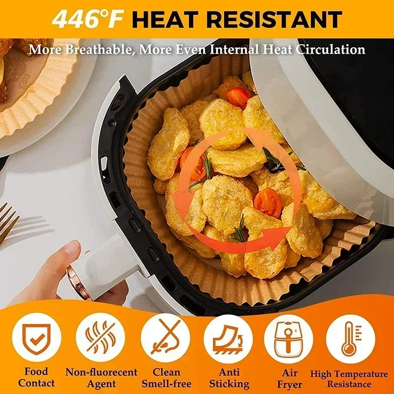 Set van 50 stuks Airfryer-accessoires Wegwerpbare antiaanbakpapieren bakvormpjes Bakovenpapier Aerogrill-bakvormpjes