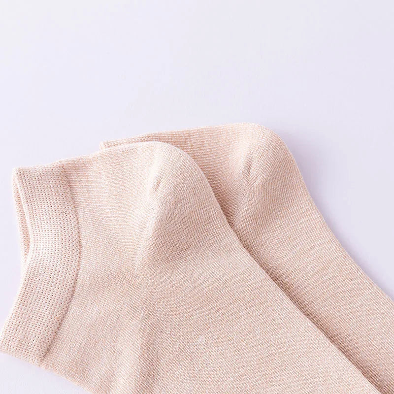 5 Pair Women's Ankle Bamboo Fibre Socks Solid Colour Summer Breathable Casual Short Socks High Quality Woman Boat Socks Set