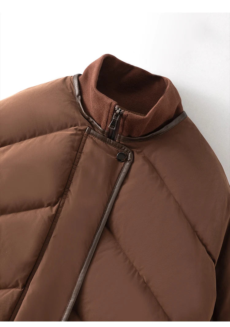 Women's High Quality Luxury Winter Puffer Jacket, White Goose Down Coats For Ladies