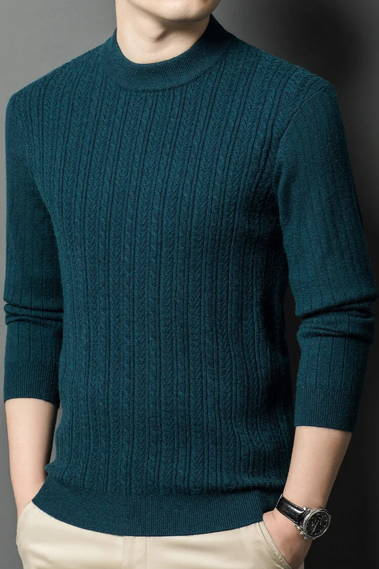 Men's Autumn and Winter Warm Turtleneck O-Neck Sweater, Thickened Slim-Fit Bottoming Shirt, Fine knitted Sweater Sizes M-4XL