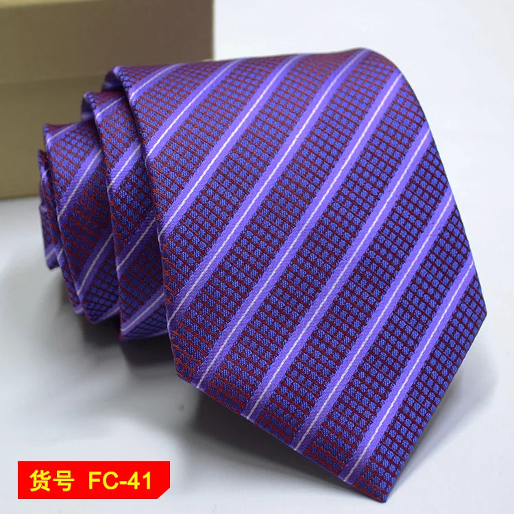 Men's Solid Color Stripe Floral Jacquard Necktie 7-8cm Width Fashionable Daily Wear Cravat for Wedding Party Gift