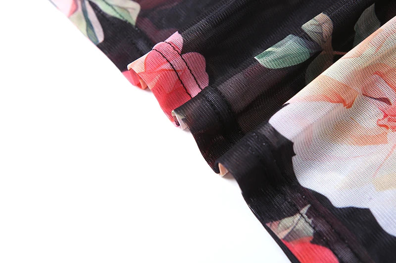 Women's Floral Print 2 Piece Set Slits Slim Long Skirt + Low-Neck Camisole 2025 Vacation Matching Fashion Elegant Hipster Suits