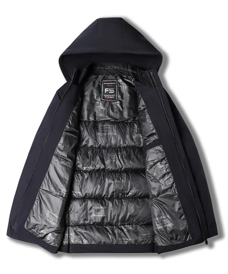Men's High-Quality Hooded Thickened Warm Cotton Coat, Suitable for Daily Commuting, Elegant Business and Casual Wear Size L-5XL