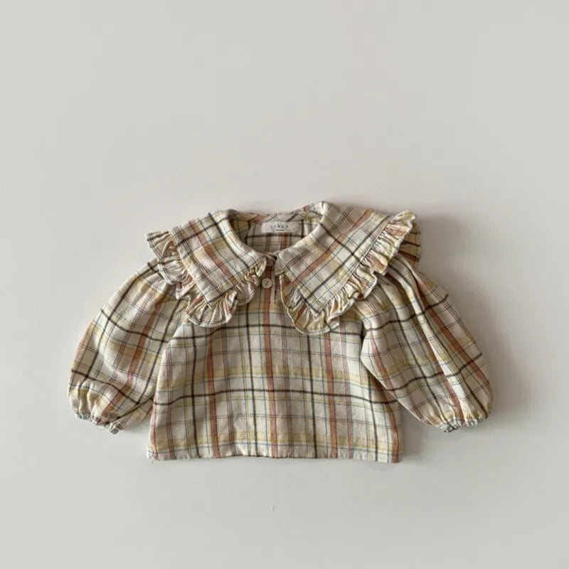 Spring Toddler Baby Girl's Shirt Clothing Casual Big Collar Sweet Lapel Long Sleeve Tops Blouse for Children 6M-24M Girls