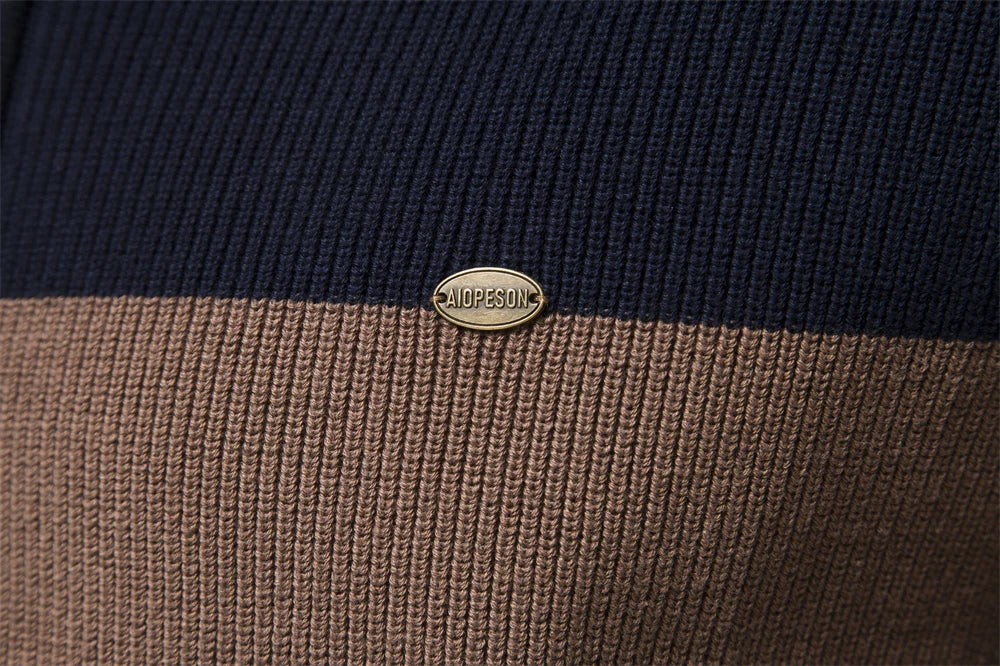 Men's Autumn and Winter Patchwork Colour Sweater For Men Zipper Cardigans High Quality Male Cotton Sweater