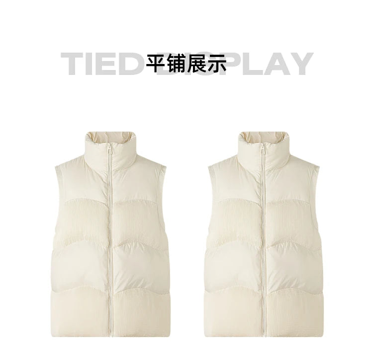 Women's Down Vest Loose Stand Collar, Solid Colour Duck Down, Sleeveless Jacket Basics Commuter For Ladies