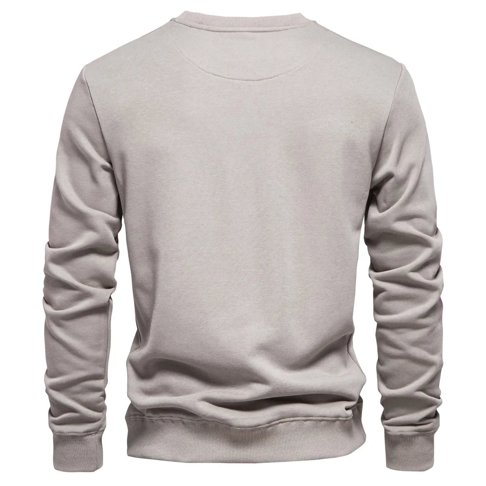 Men's Cotton-Blend Crew Neck Solid Colour Sweatshirts Pullover Casual Sport Sweatshirt for Men