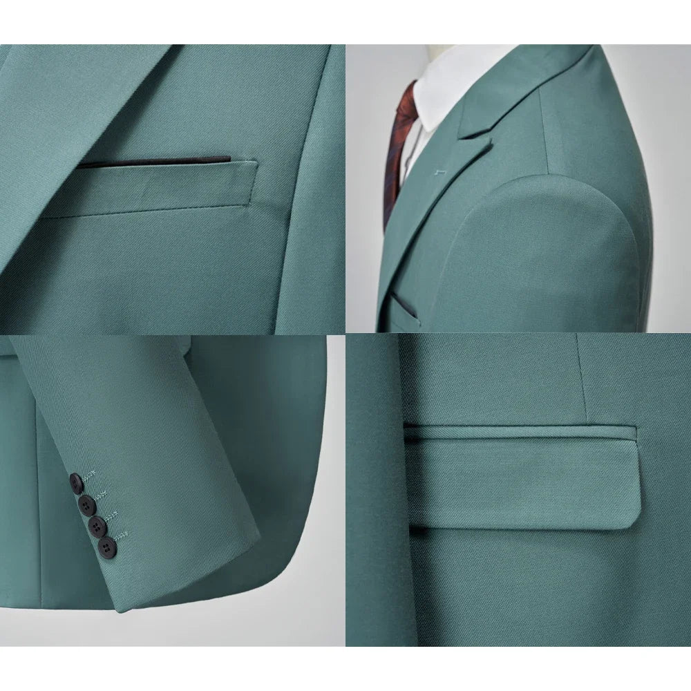 Men's Italian Business Gentleman Slim Suit, Groom Wedding Blazers, Italian Costume - Sizes M to 5XL