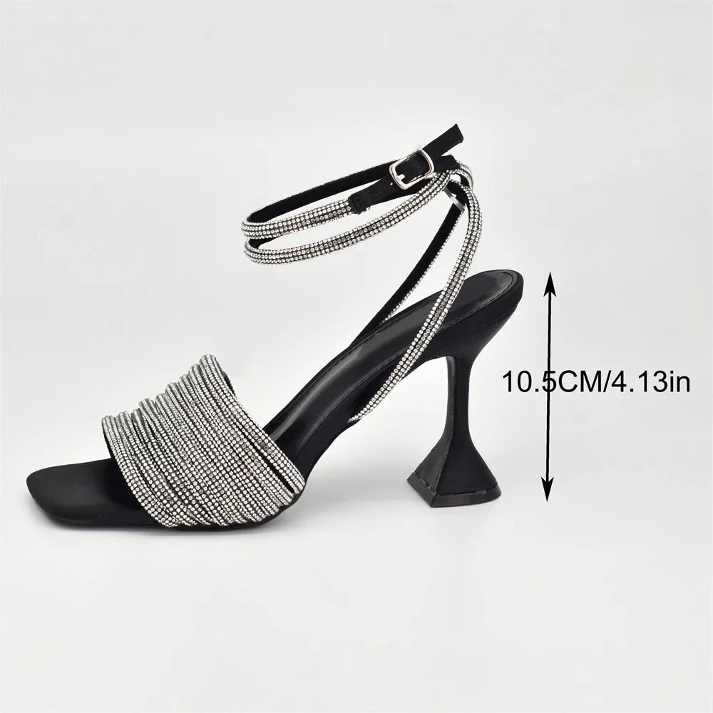 African Shoe and Matching Bag Set Decorated with Rhinestone High Heels for Women
