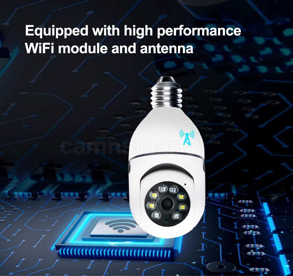 6MP Tuya E27 Bulb Camera WIFI PTZ Videobewaking Babyfoon Kleur Nachtzicht Binnen Smart Life APP Bediening IOS Android
