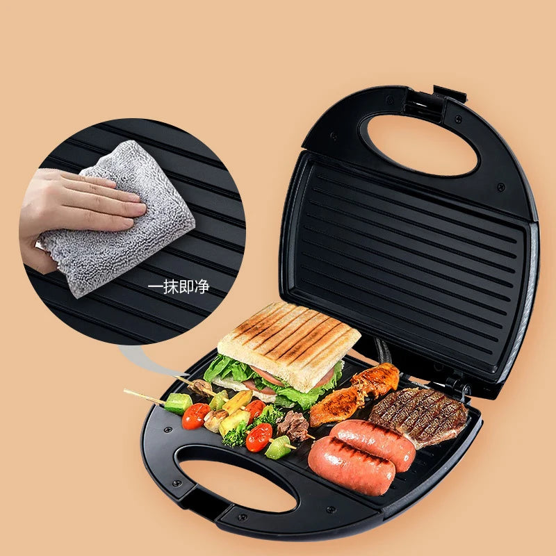 Breakfast Waffle Machine, Sandwich Maker - Electric Toaster & Waffle Maker for Breakfast, Non-Removable, 750W
