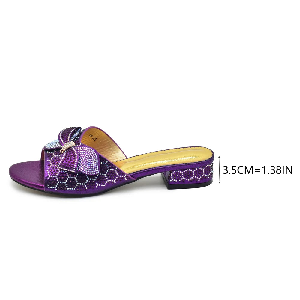 Women's Plus Size Luxury Glitter Studs Bow-tie Round Toe Classical Design Pumps With Low Heels and Rhinestone-Decorated for Ladies' Party Pumps