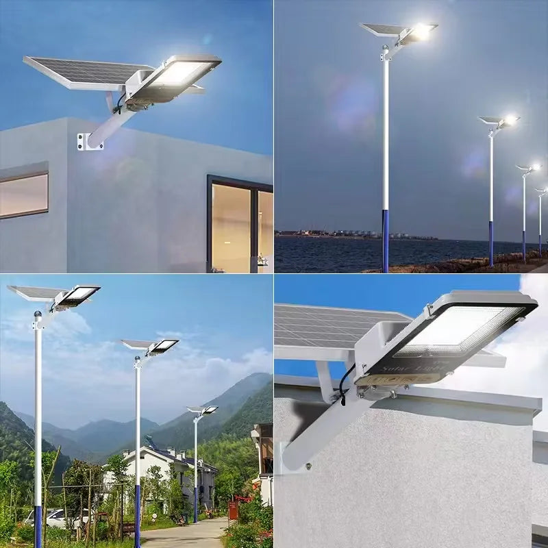 Aluminium 8000mAh krachtige zonne-energie straatverlichting voor buiten, waterdichte straatverlichting voor garage, tuin, terras, wandlamp