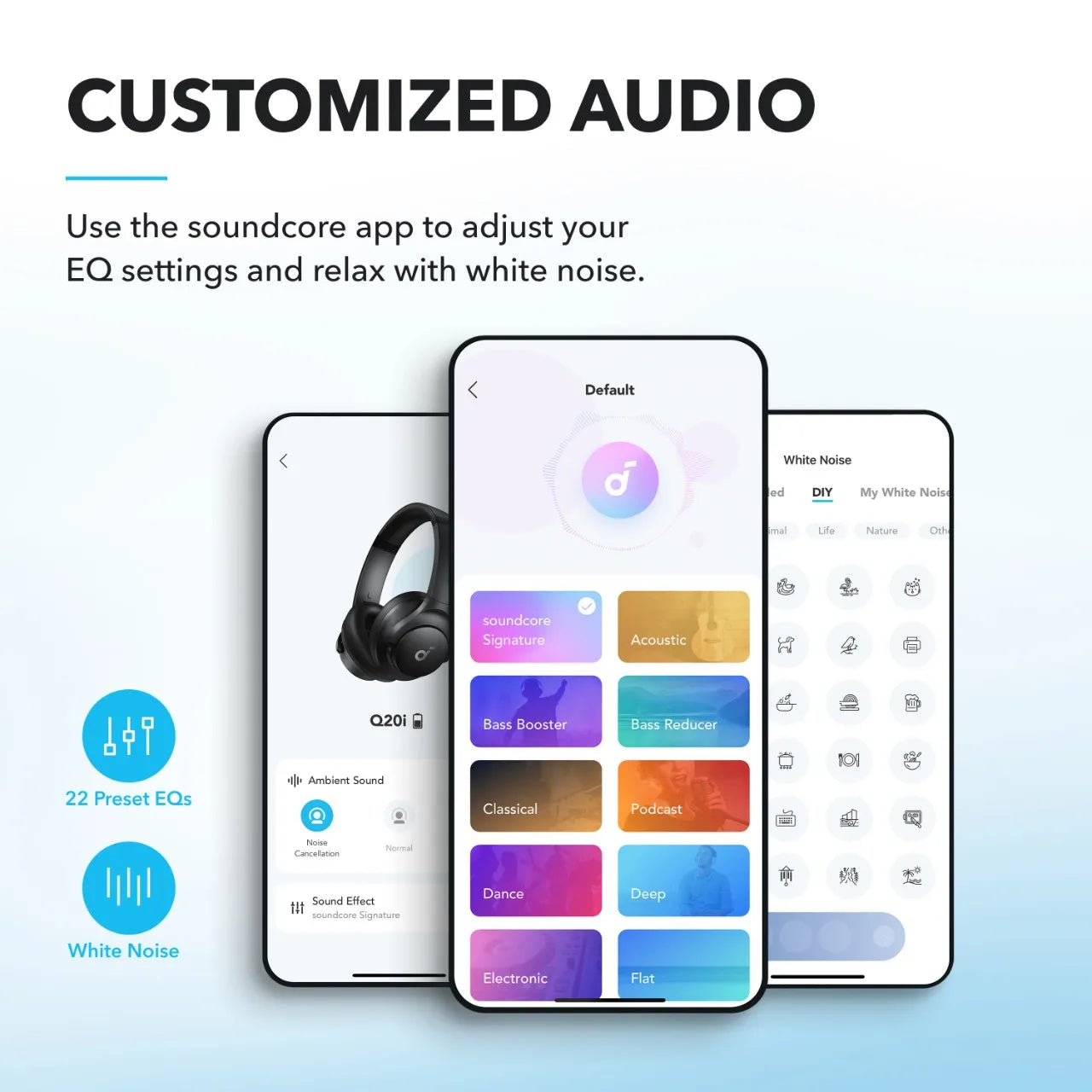 Soundcore by Anker Q20i Hybrid Active Noise Cancelling Headphones Wireless Over-Ear Bluetooth 40H Long ANC Playtime