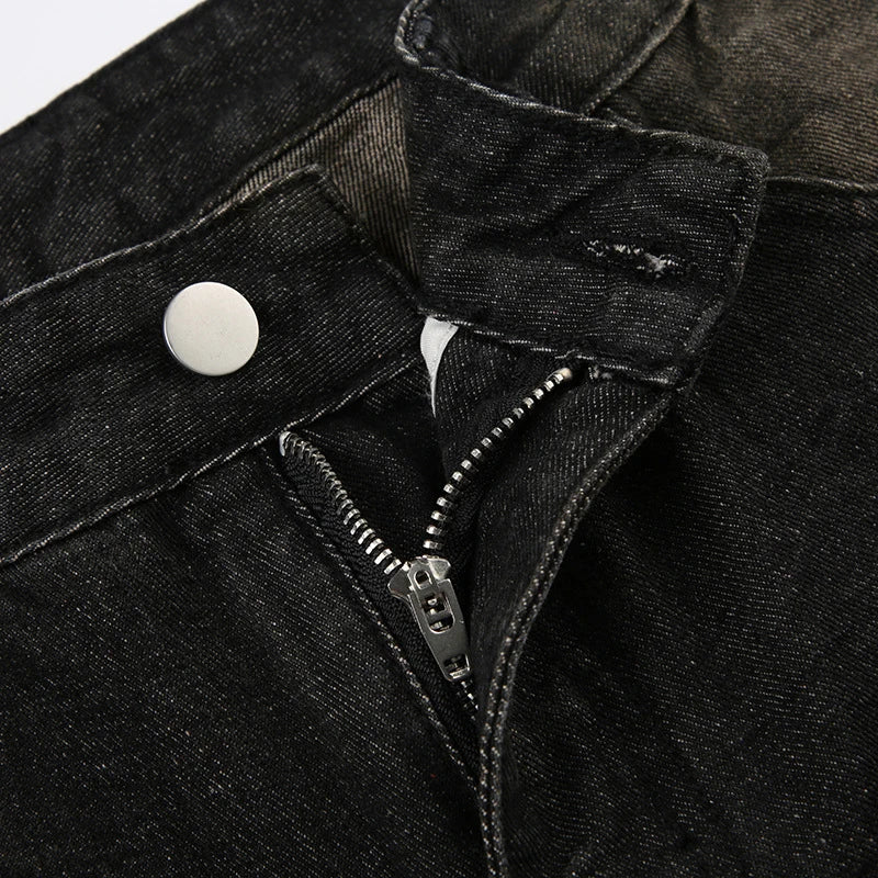 Women's American Vintage Loose Black Jeans Streetwear High Waist Straight Wide Leg Pants Casual Simple All-match Denim Pants
