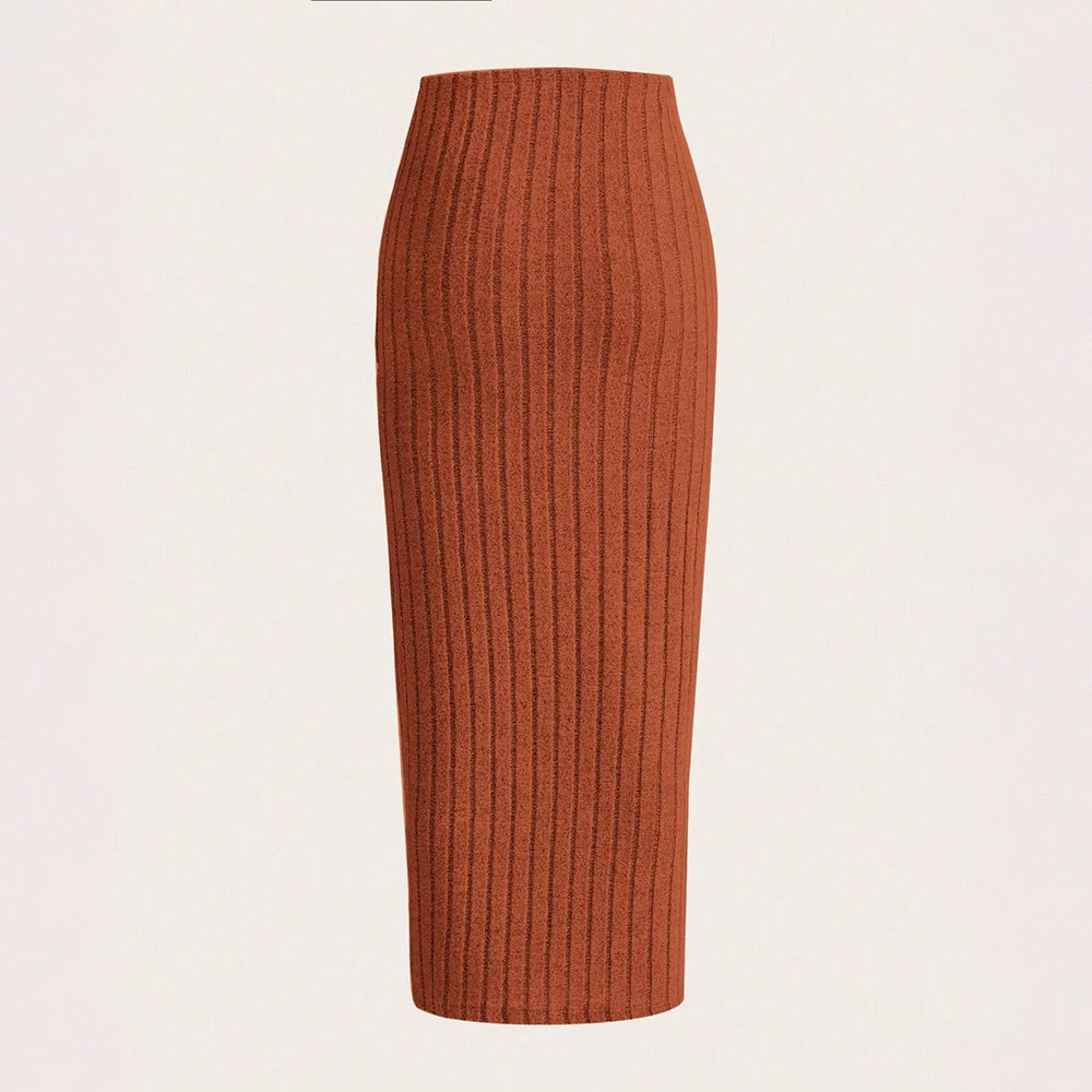 Women's Skirts Autumn Winter Decent Plain Natural Waist MIDI Wrap Casual Skirts
