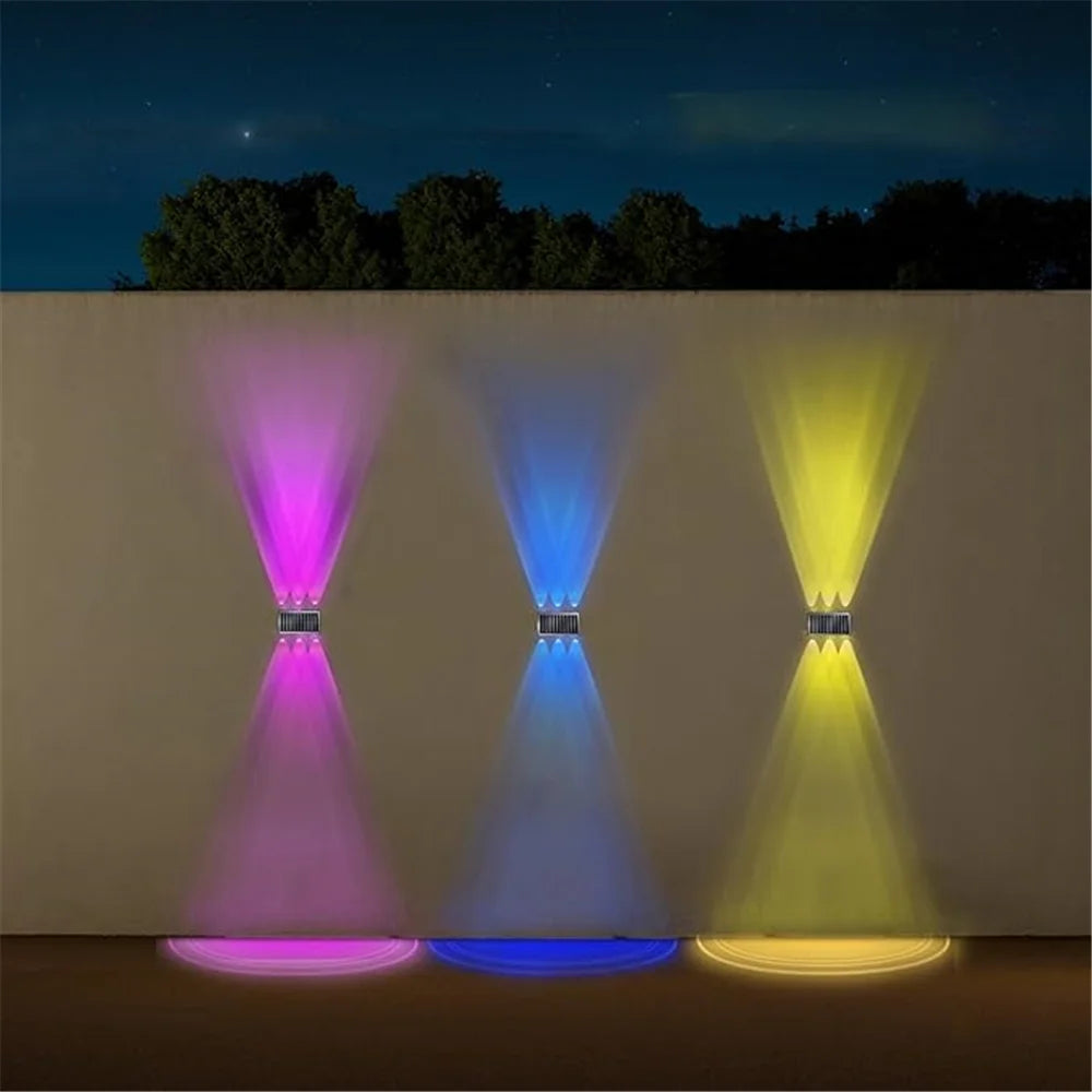 4/6/8 LED Solar Hekverlichting RGB Wandlamp Buiten Moderne Op en Neer Verlichting Waterdichte Tuin Garage Veranda 2 Modus Tuinverlichting