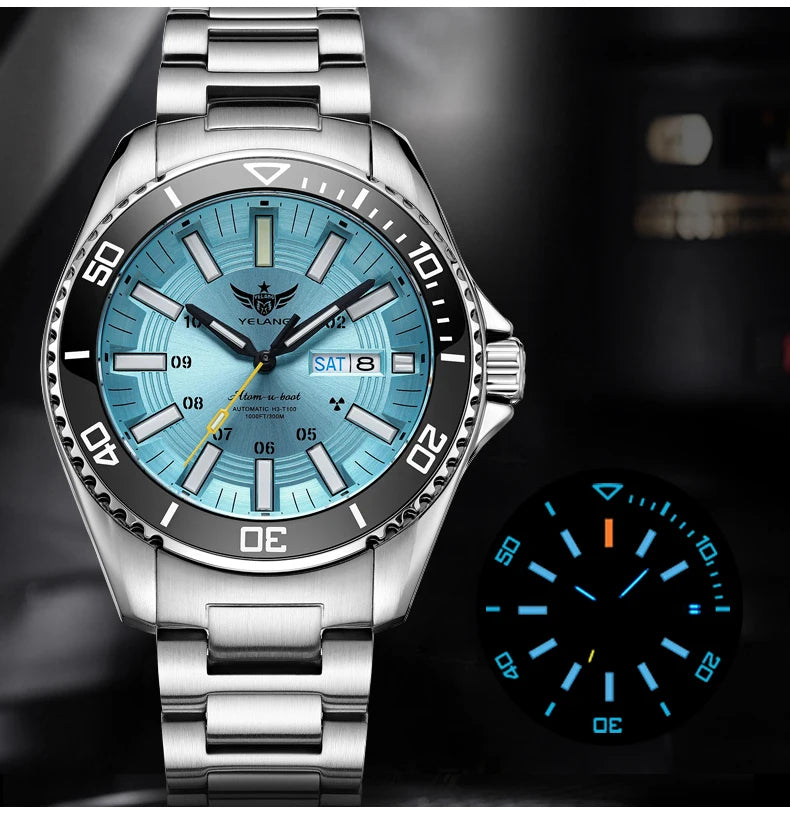 Yelang V1032 Automatic Movement Men Watch 300m 30Bar Waterproof Dive Watches for Man Luminous 44MM V1032